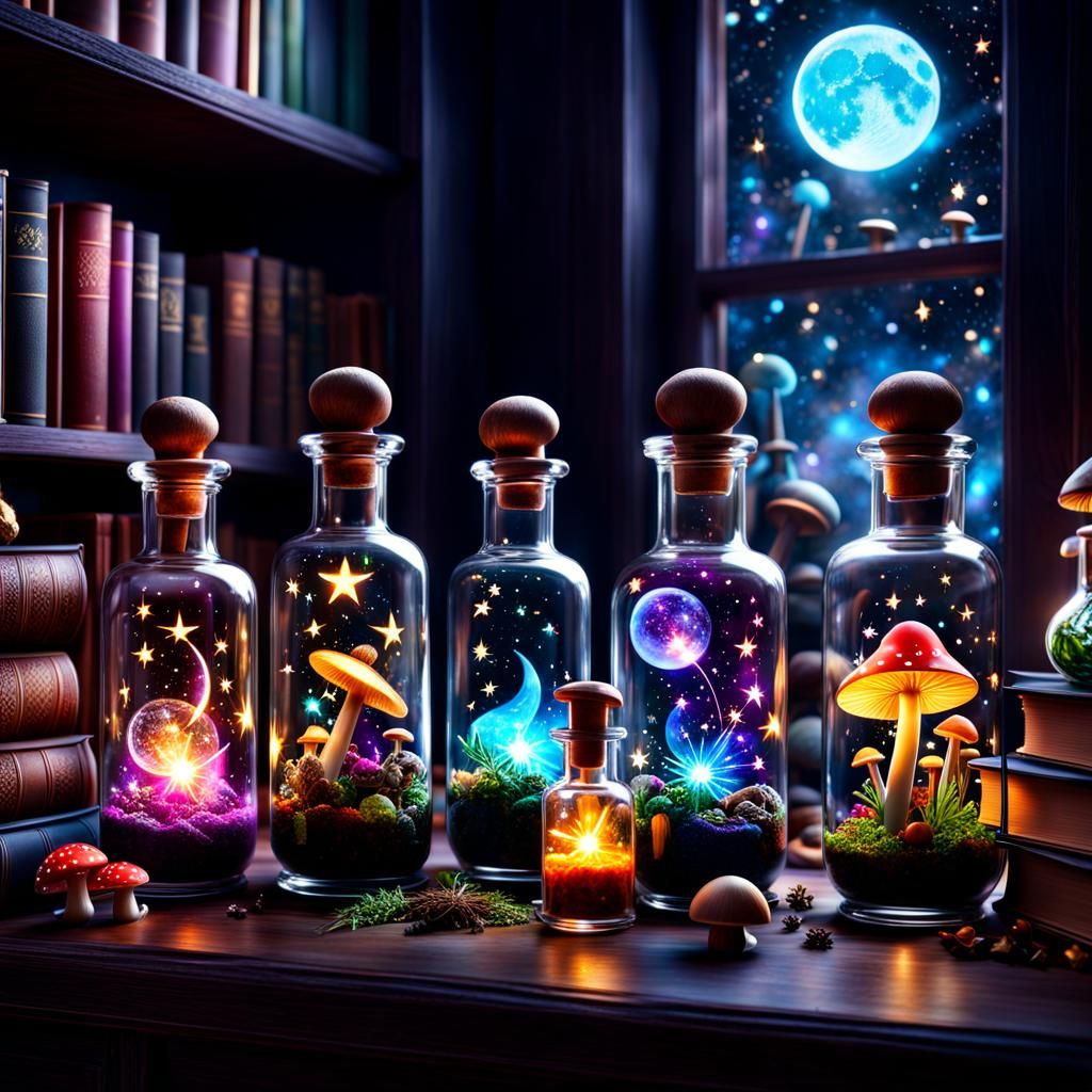 Glowing Potions and Magic Items Still Life
