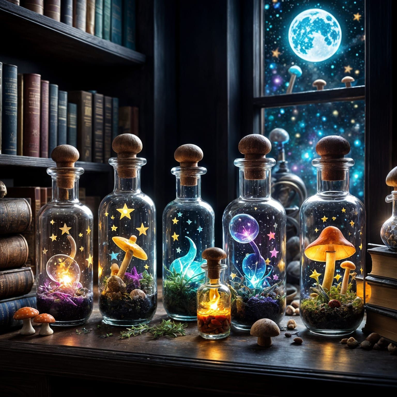 Glowing Potions and Magic Items Still Life