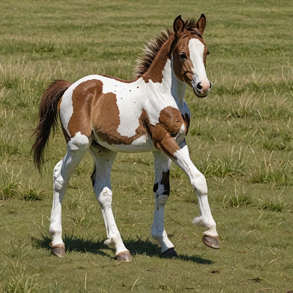 Paint Horse Foal's First Steps