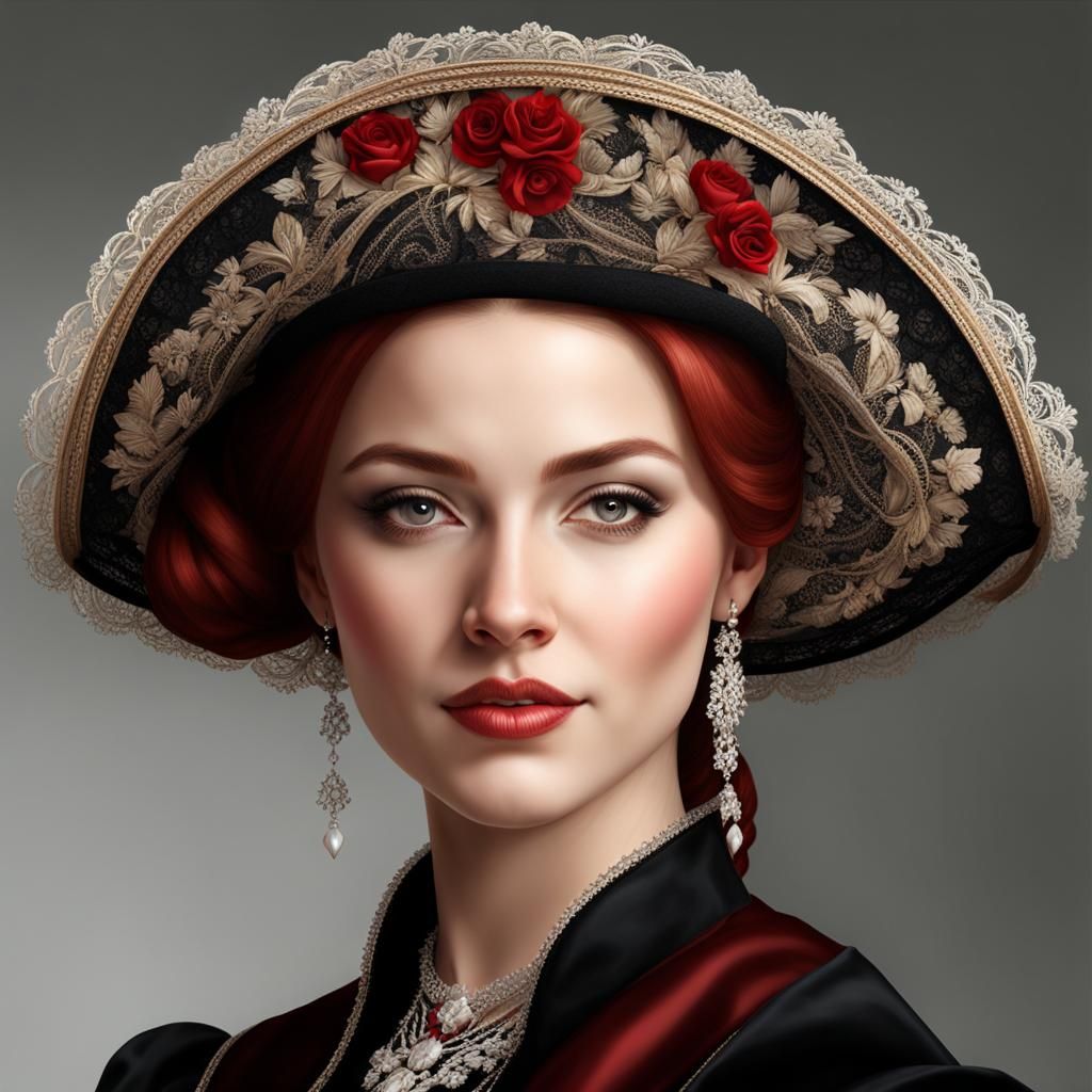 Beautiful Gothic Woman Portrait in Baroque Style
