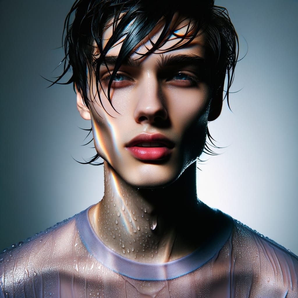 Androgynous Beauty: Kay in Rain-soaked Lavender