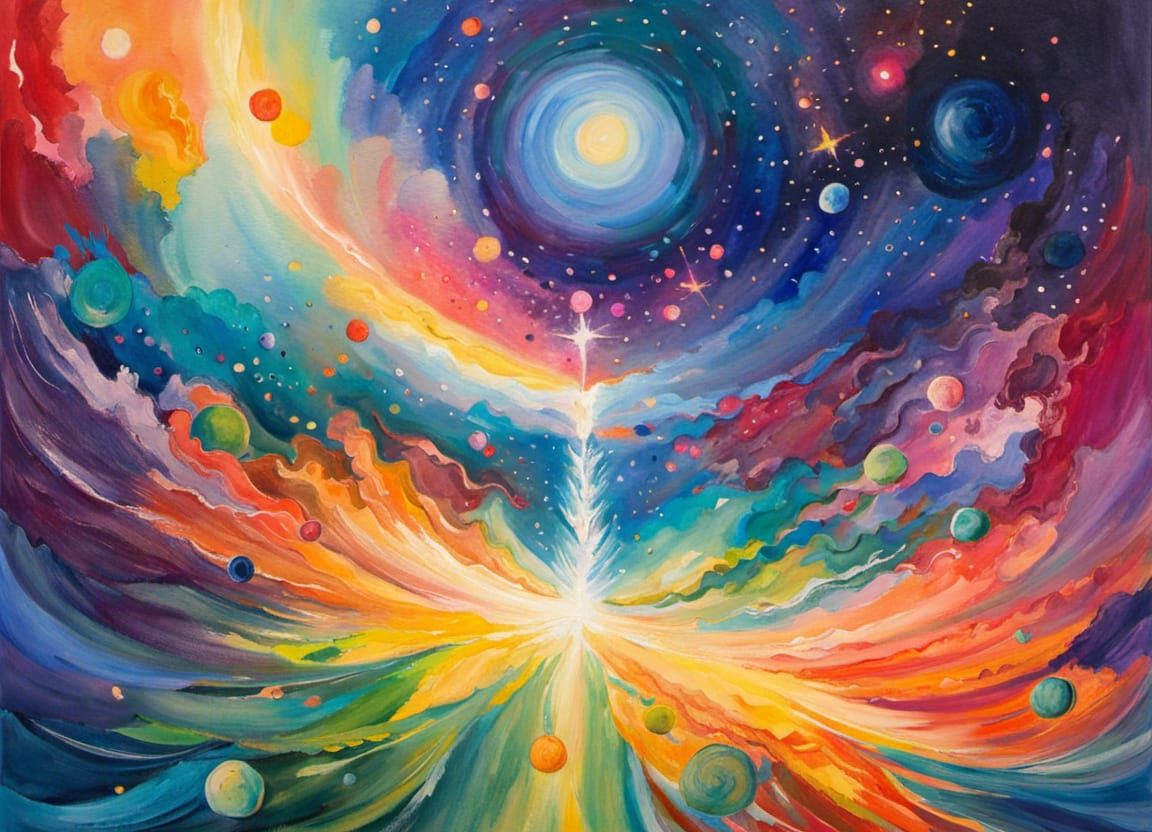 Cosmic Chakra Cleansing Meditation in Gouache Style