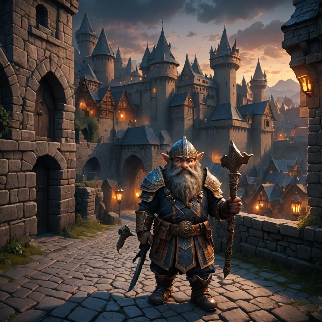 Dwarf Guard at City Walls: Fantasy Concept Art