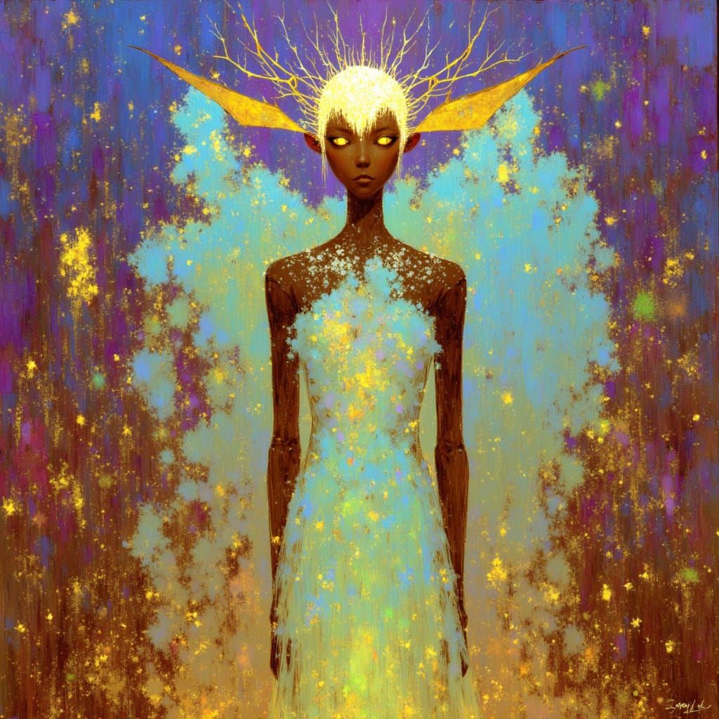 Yew Wood Pixie in Kaleidoscopic Anime Style