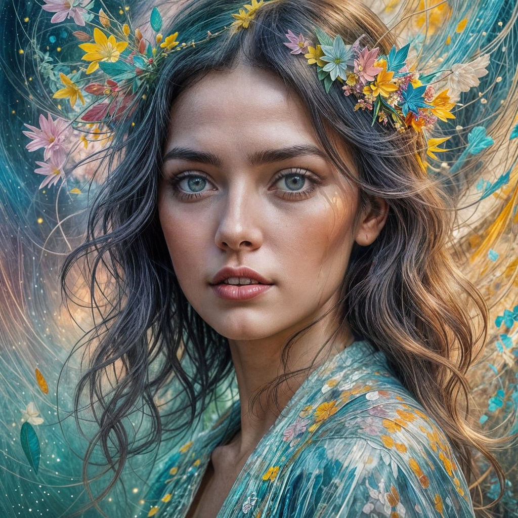 Ethereal Exotic Beauty in Surreal Abstract Style