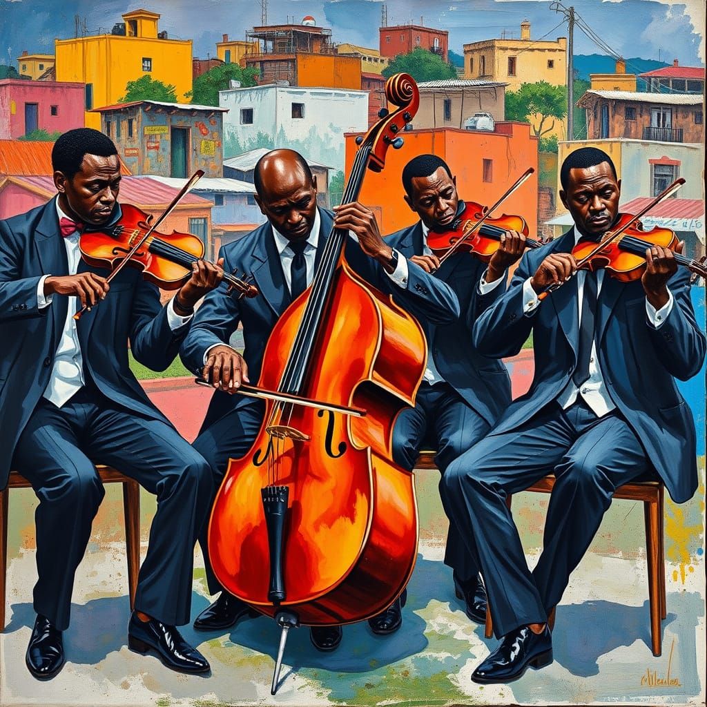 Soweto String Quartet in Gouache Style