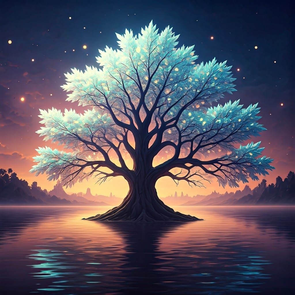 Ethereal Tree in Mystical Liminal Realm