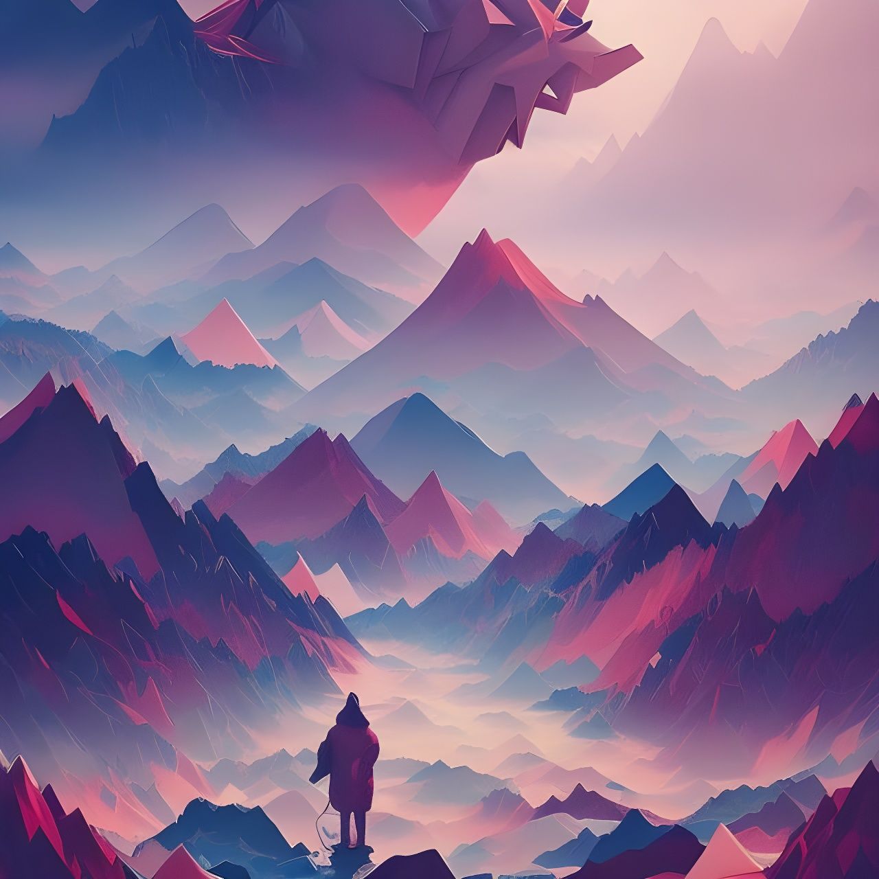 Detailed Origami Landscape in Japanese Art Style