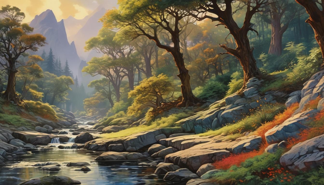 Vibrant Fantasy Landscape Watercolour Painting