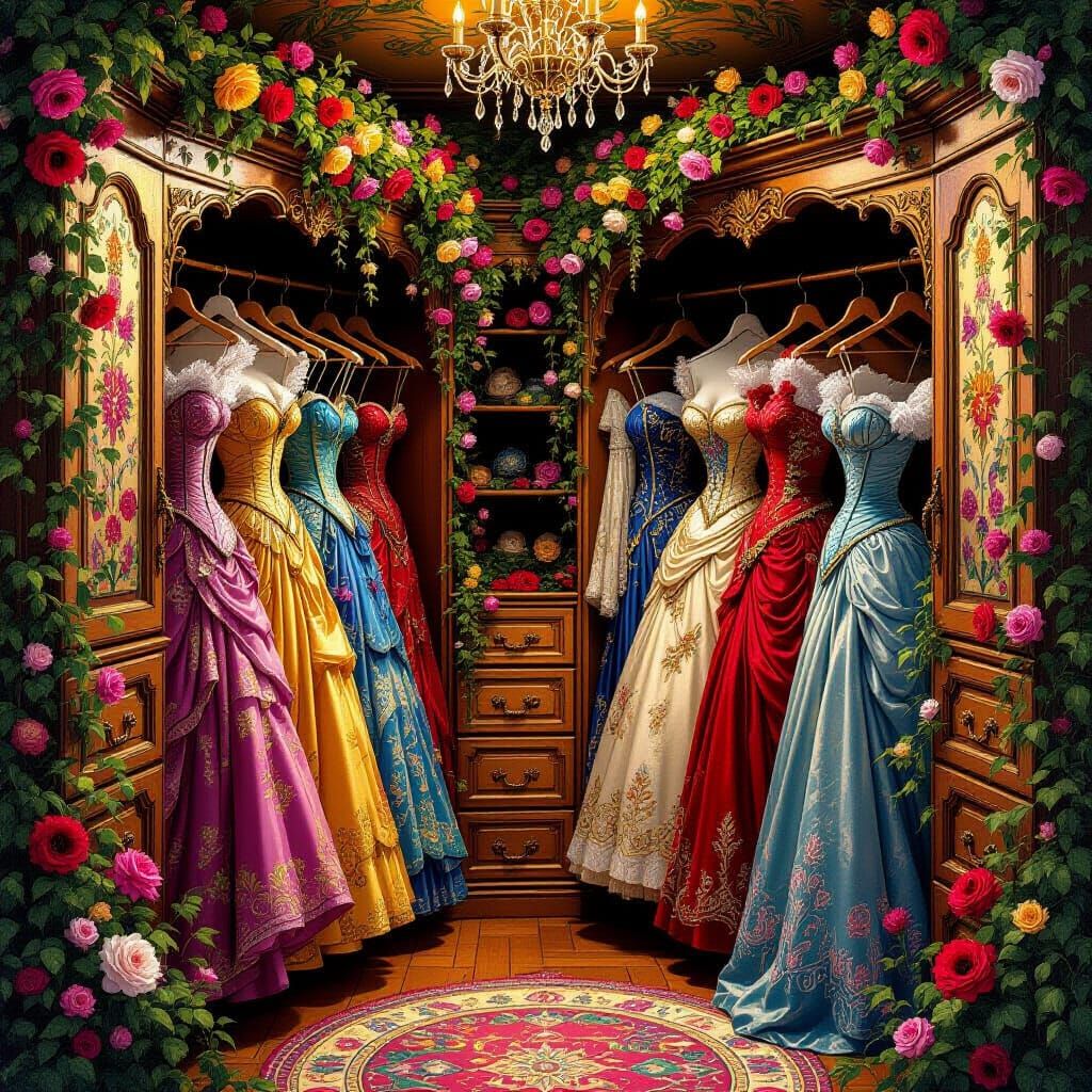 Queen's Closet Overflowing with Vines: Fantasy Art