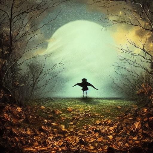 Surreal Figure in Windstorm with Expressionist Lighting