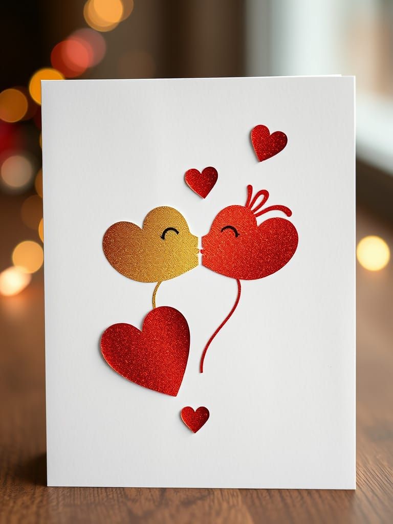 Luxurious Valentine's Card with Golden Hearts