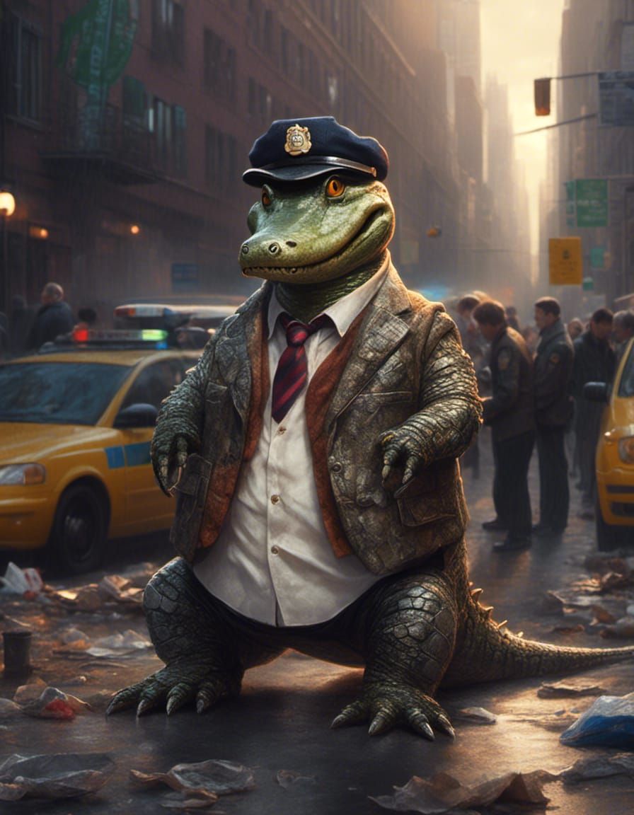 Alligator Detective at Crime Scene
