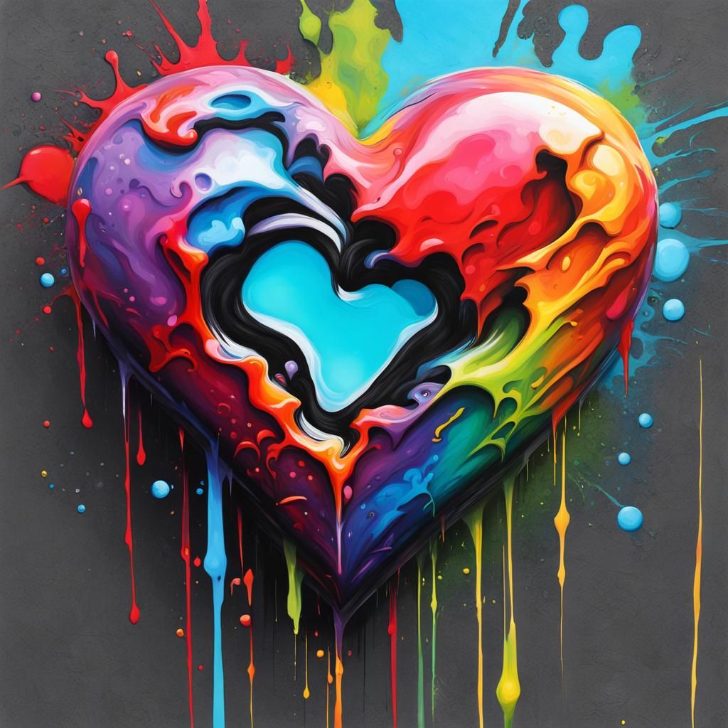 Graffiti Heart Jewel in Splash Art Style