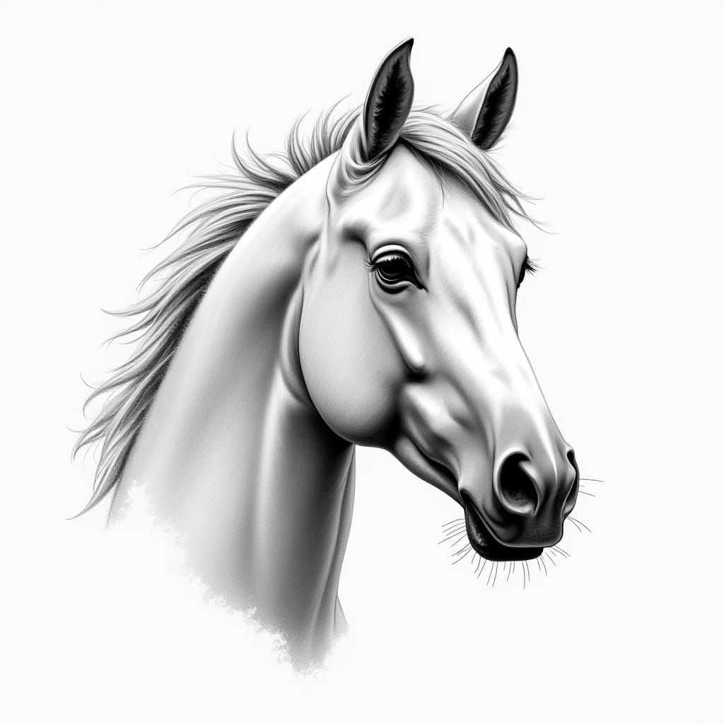 Expressive Pencil Drawing of a Horse with Gestural Strokes
