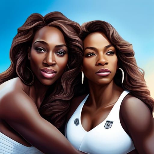 Serena and Venus Williams: Hyperrealistic Splash Art Portrai...