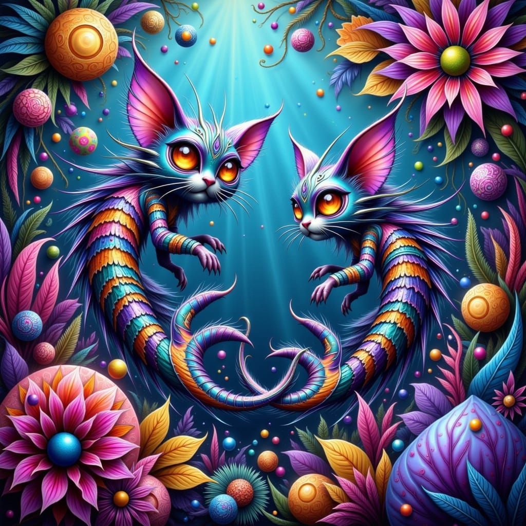 Iridescent Fae Fishies Swim in Glass Coral Reef