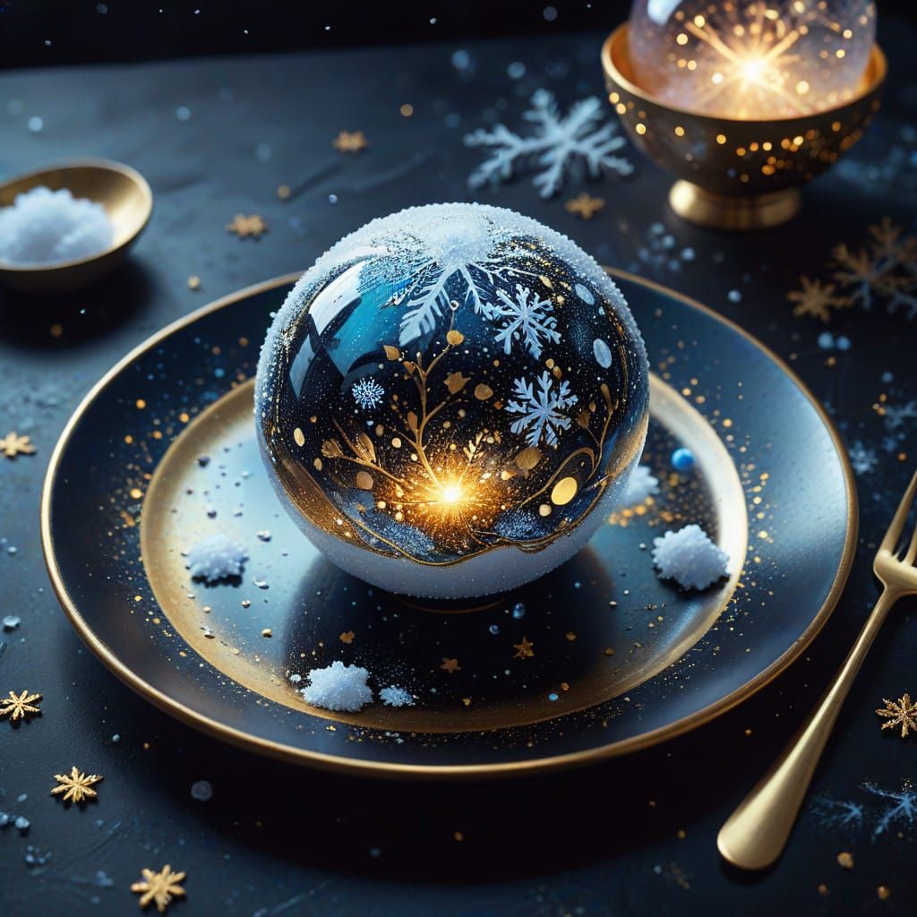 Cosmic Snowballs Served with Gold Cutlery