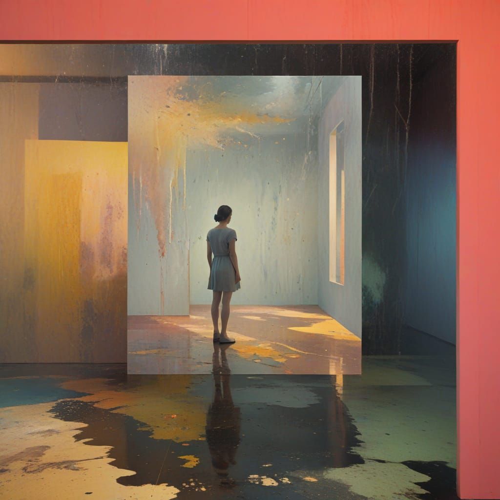 Modern Museum Encounter in Soft Focus