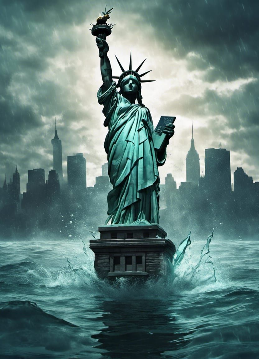 Statue of Liberty in Turbulent Waters