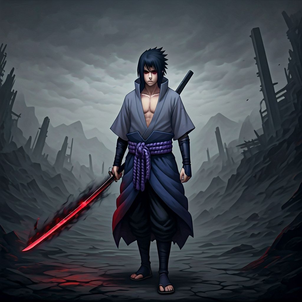 Wandering Samurai in Post-Apocalyptic World, Dark Fantasy Ar...