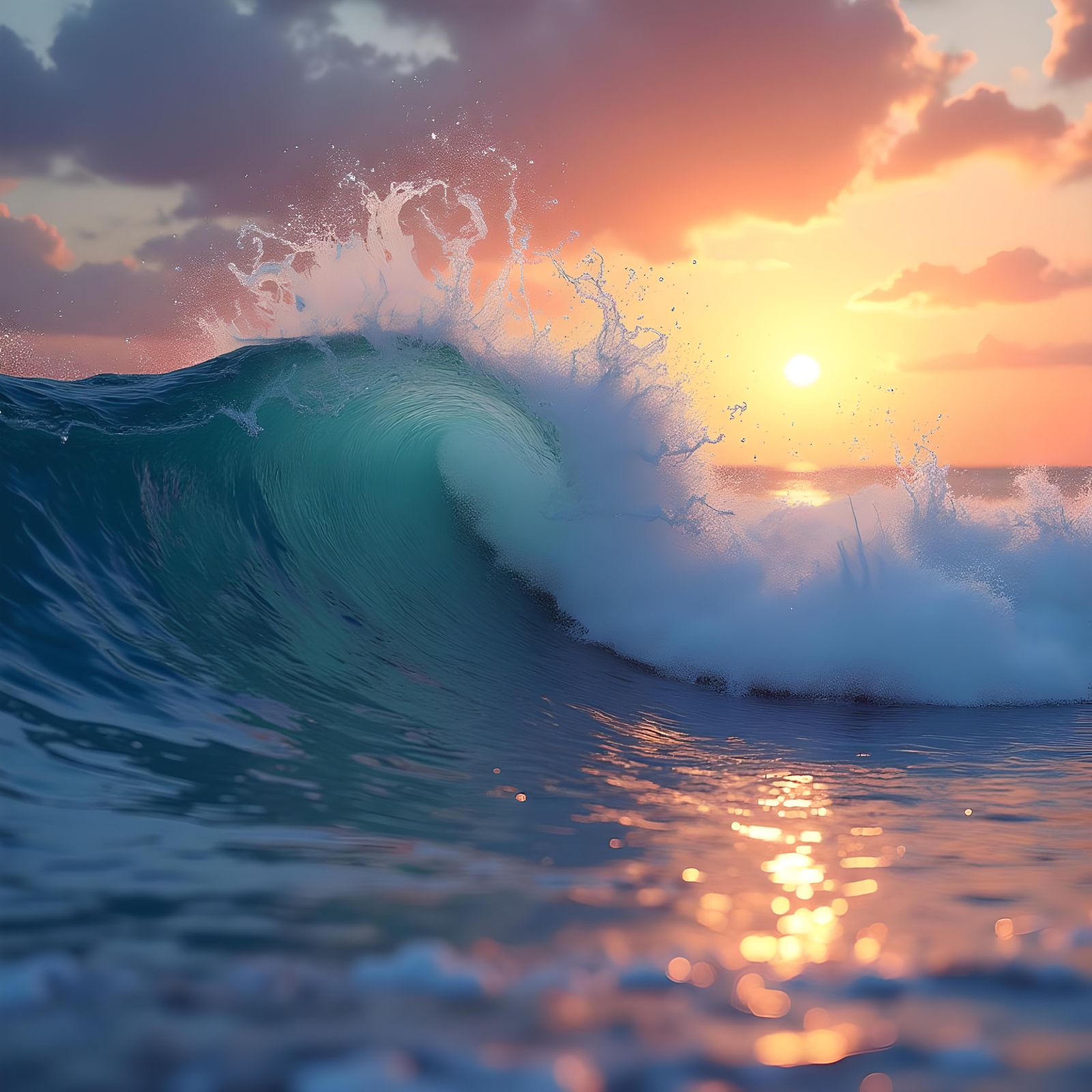 Sunset Wave: Photorealistic Beach Scene