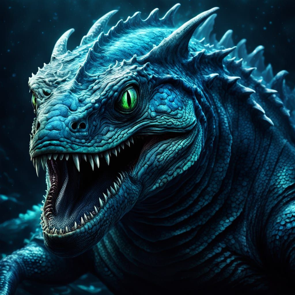 Gargantuan Leviathan Stares Intensely With Bioluminescent Sc...