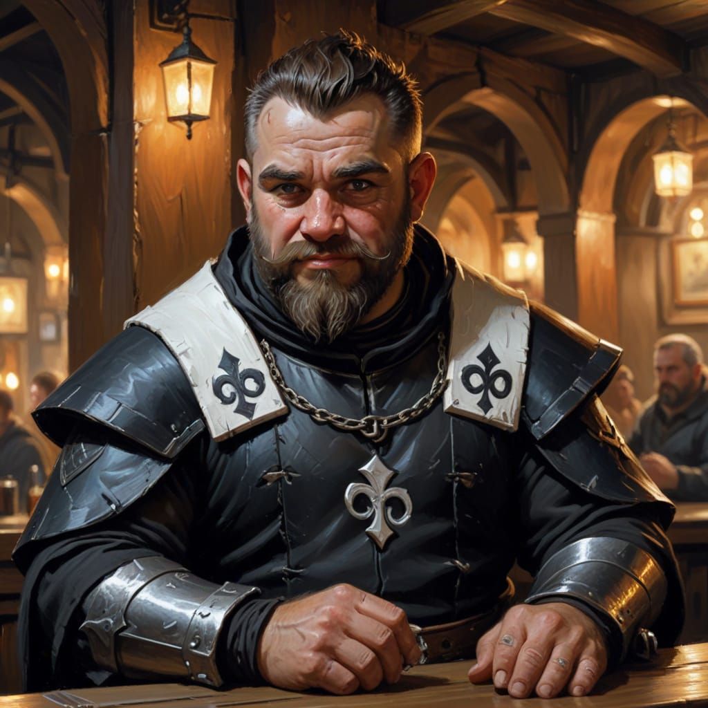 Fat Dwarf in Elegant Black Attire, Masterpiece Oil Painting