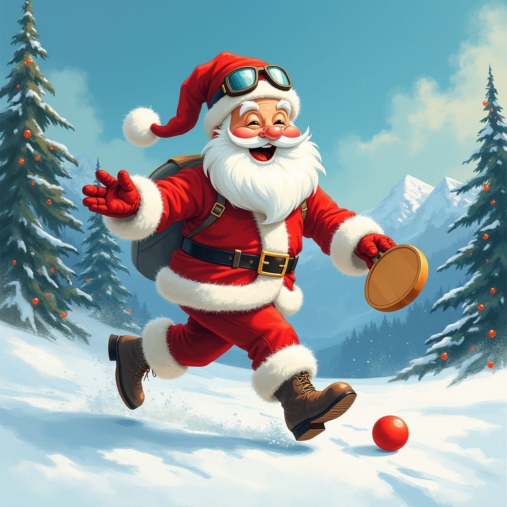 Jolly Santa's Whimsical Pickleball Adventure in the Winter W...