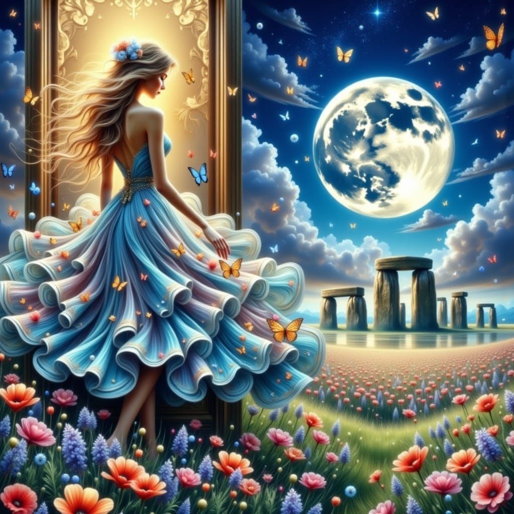 Fairy, Bubbles, Butterflies, and Poppies in Airbrush Art