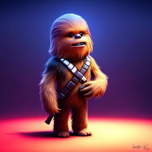 Toddler Chewbacca: Pixar-Style 3D Render