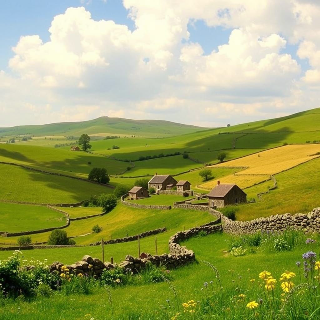 Idyllic English Countryside Landscape Painting