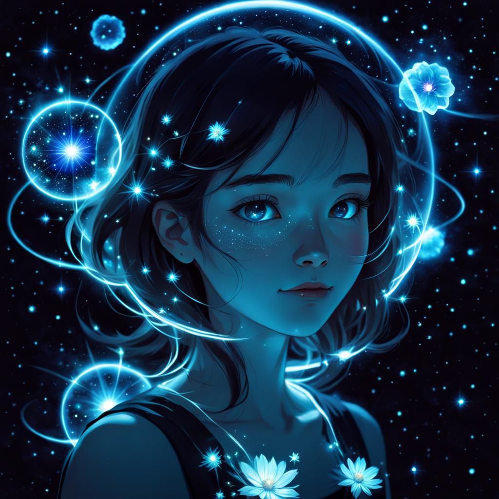 Girl in Joyously Luminescent Cosmos