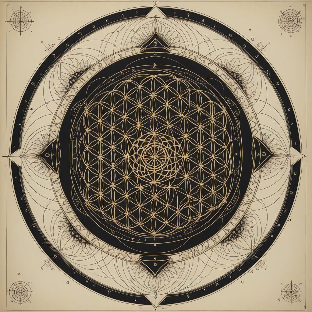 Sacred Geometry Masterpiece: Intricate Flower of Life Design