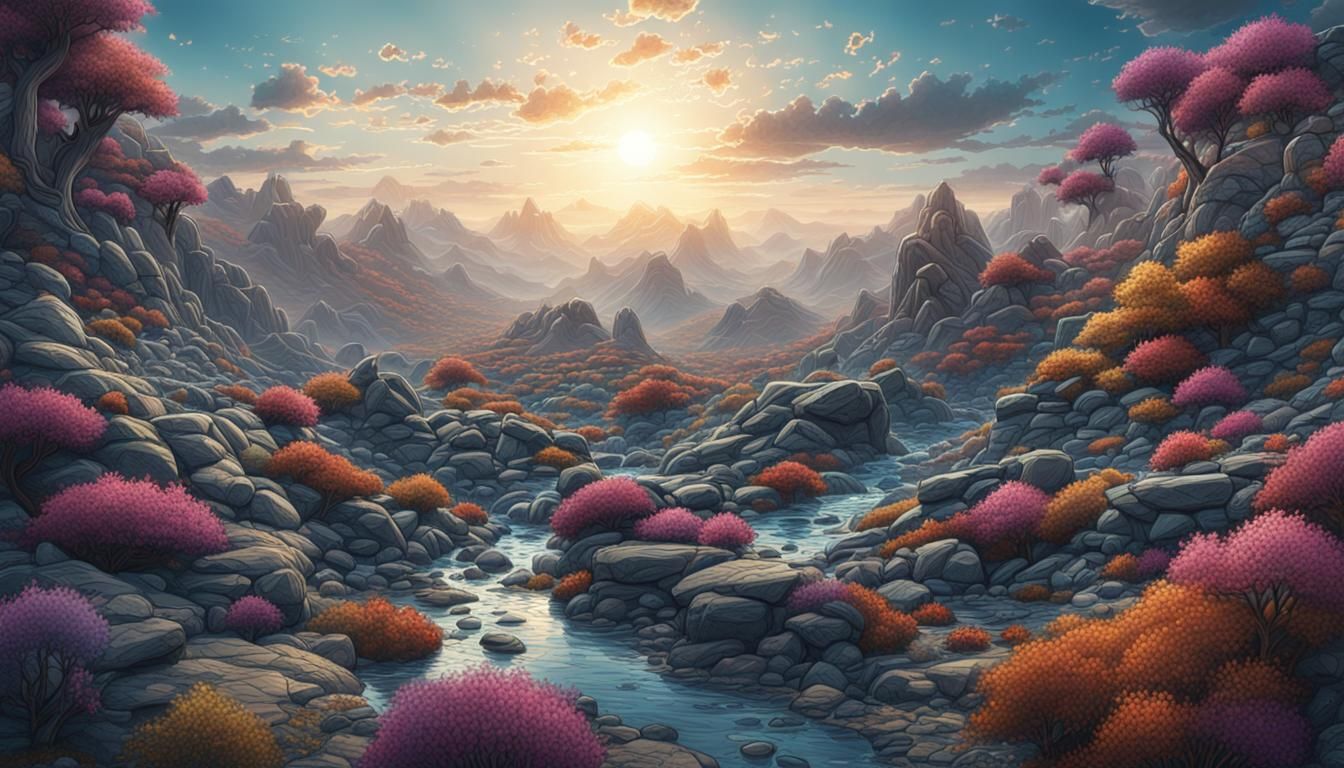 Detailed Ink Drawing of Eternity in Vivid Colors