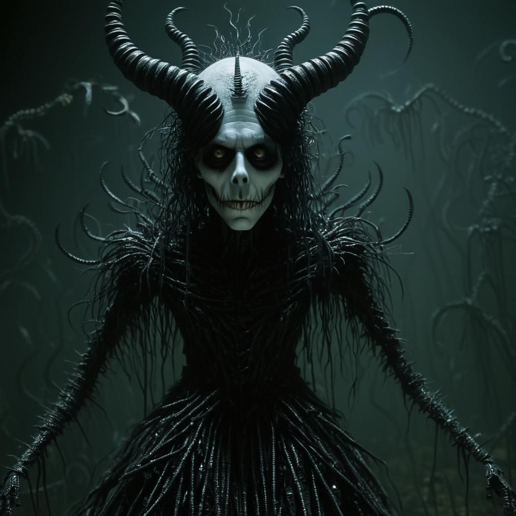 Dark Lord with Red Eyes and Horns