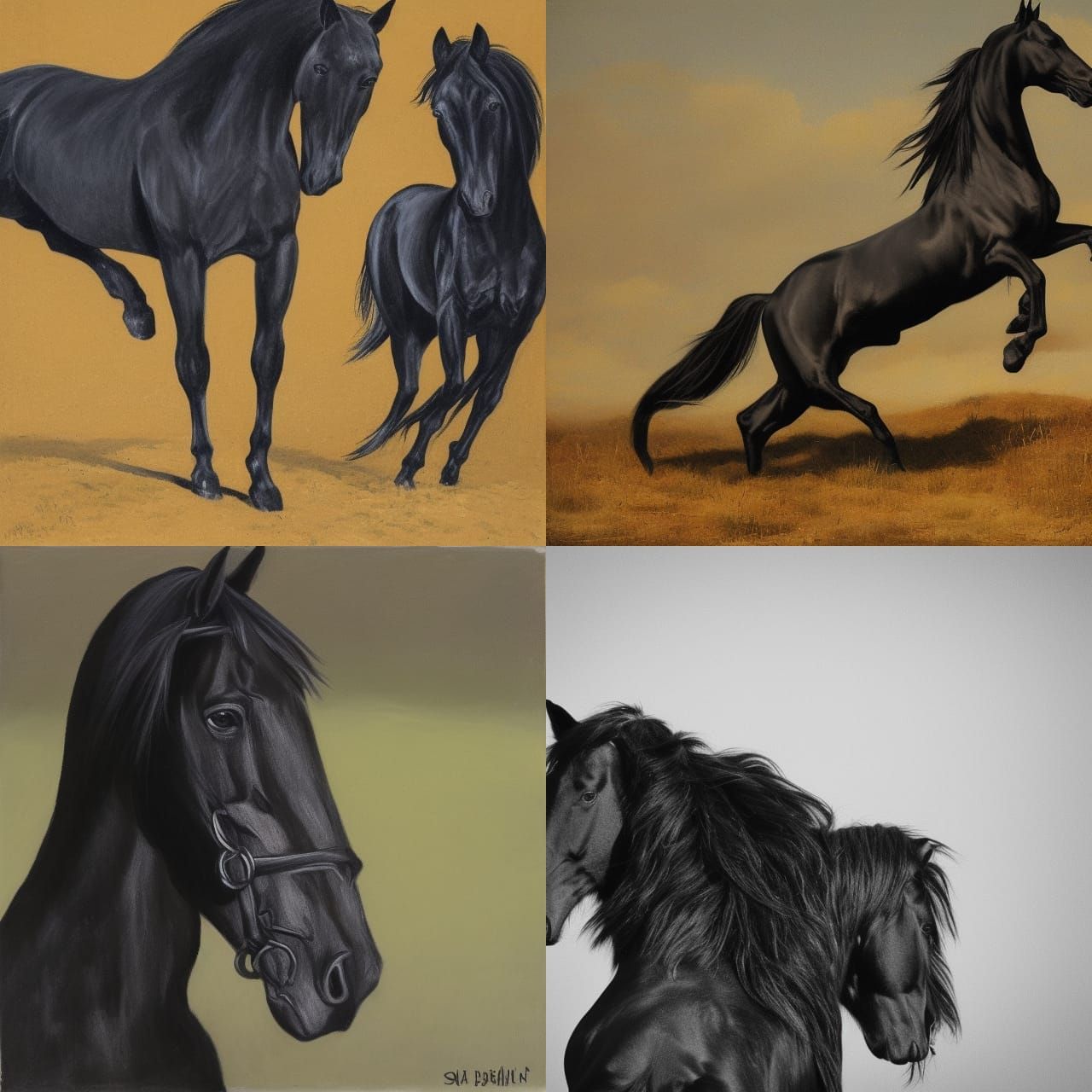 Elegant Black Horse in Profile