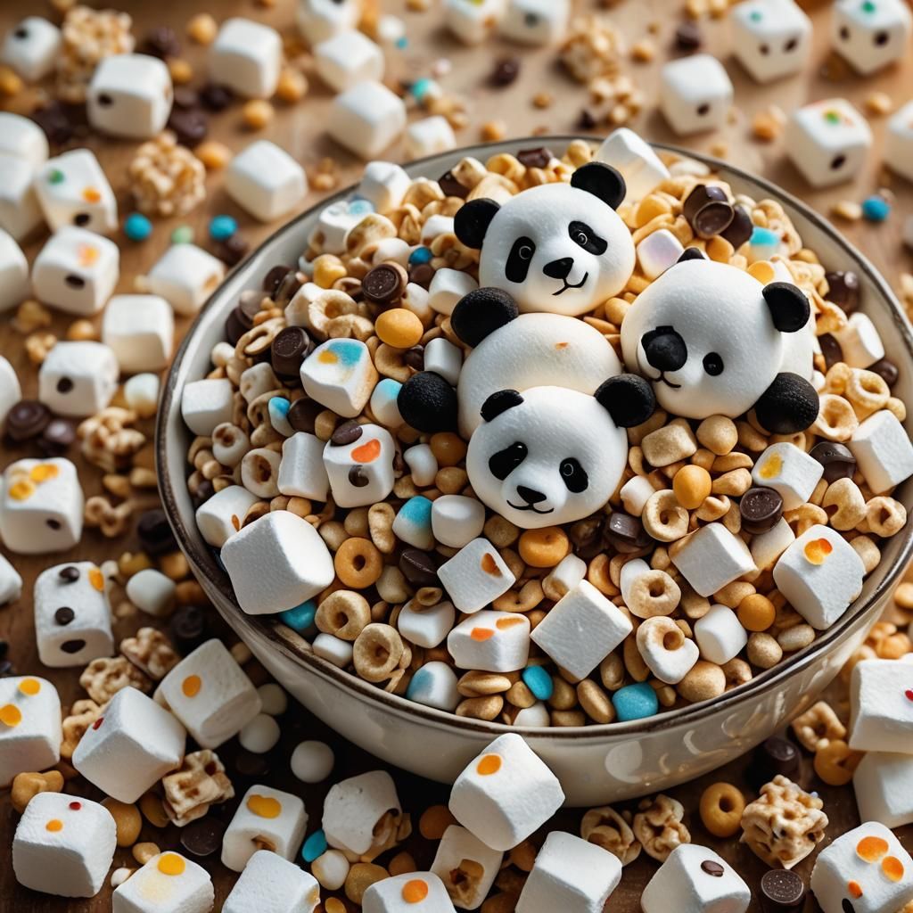 Panda Marshmallows Still Life in Oil Painting