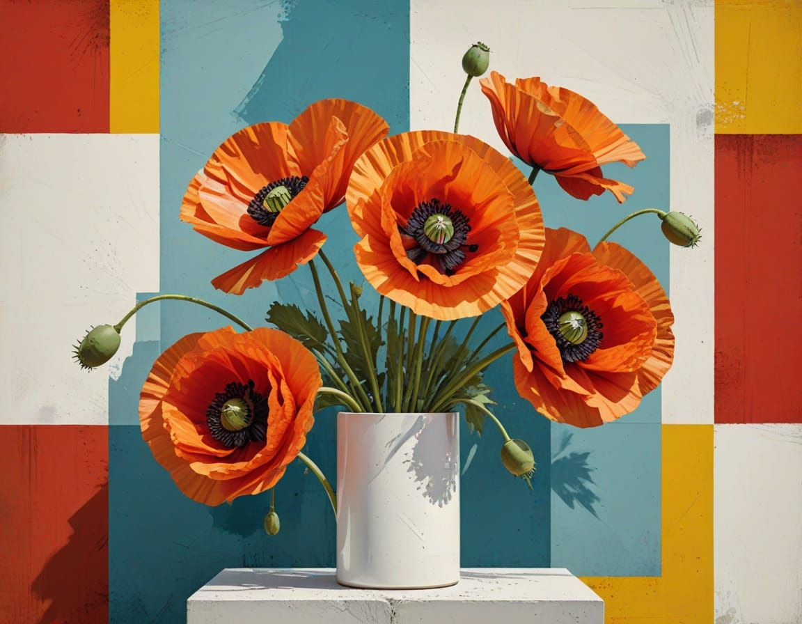 Vibrant Cubist Bouquet in Impasto Gouache