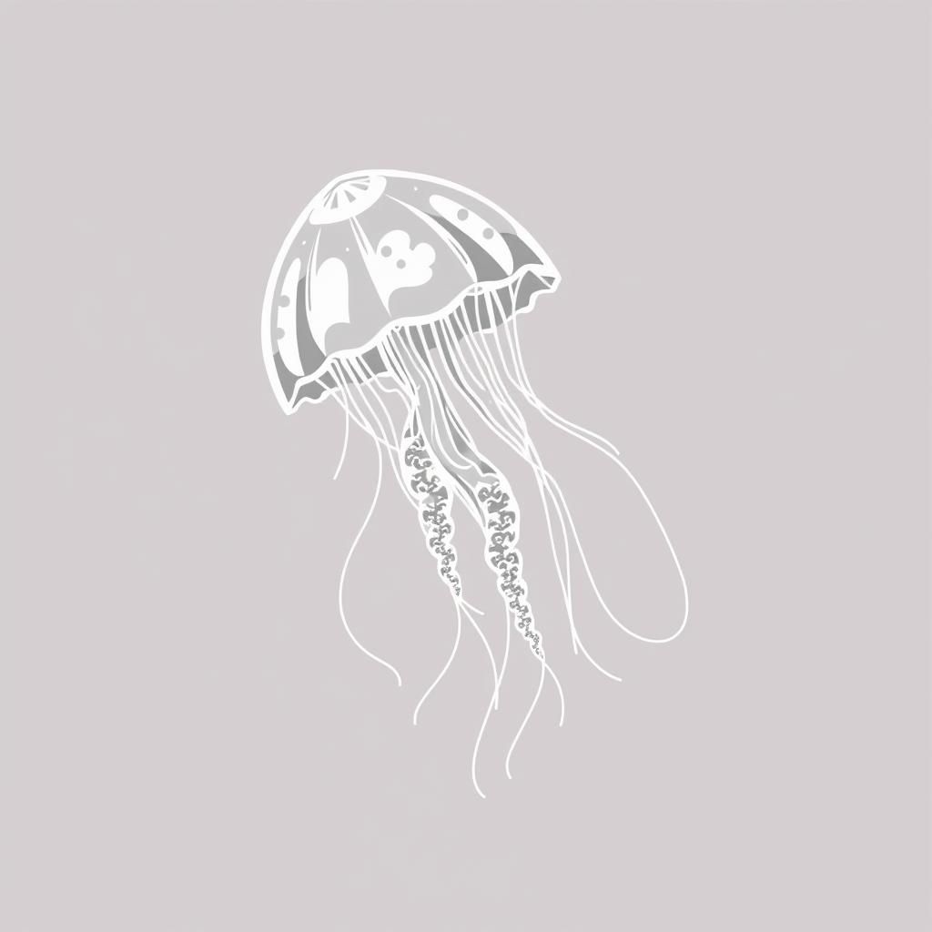 Monochrome Line Art: Graceful Jellyfish Drawing