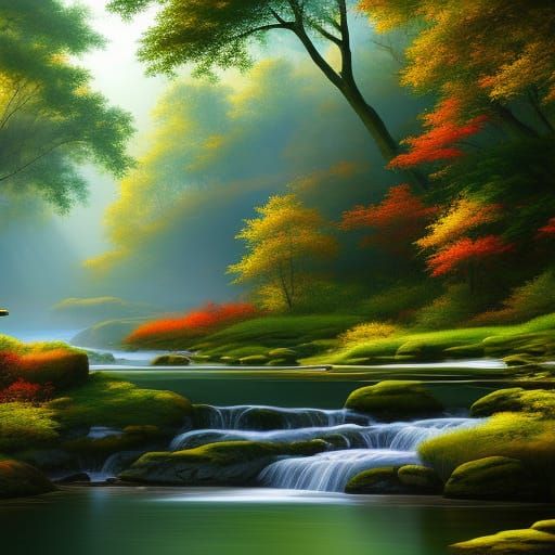 Peaceful Bird Scene in Realistic Digital Painting