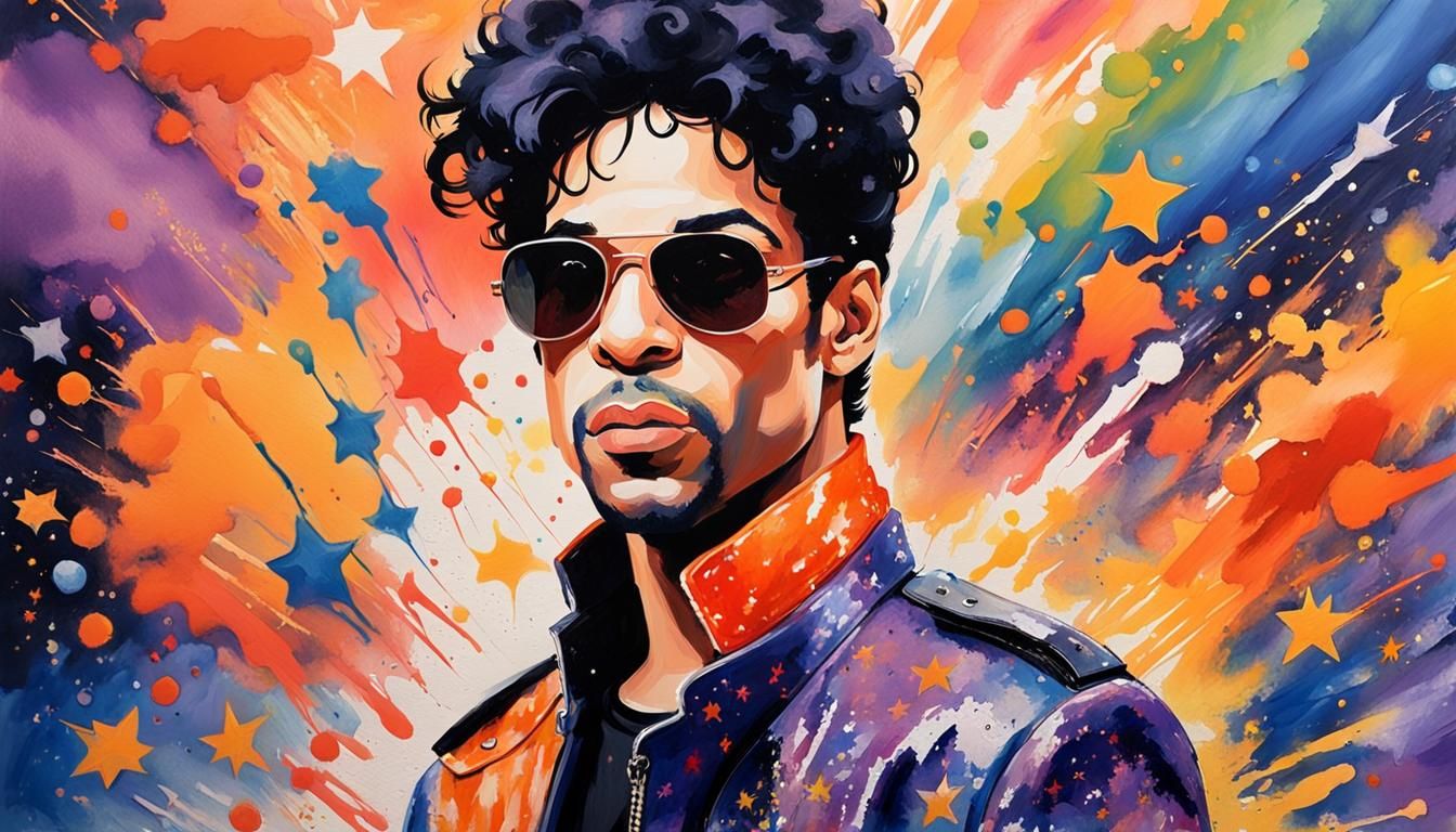 Prince Portrait with Paint Explosions in Expressionist Style