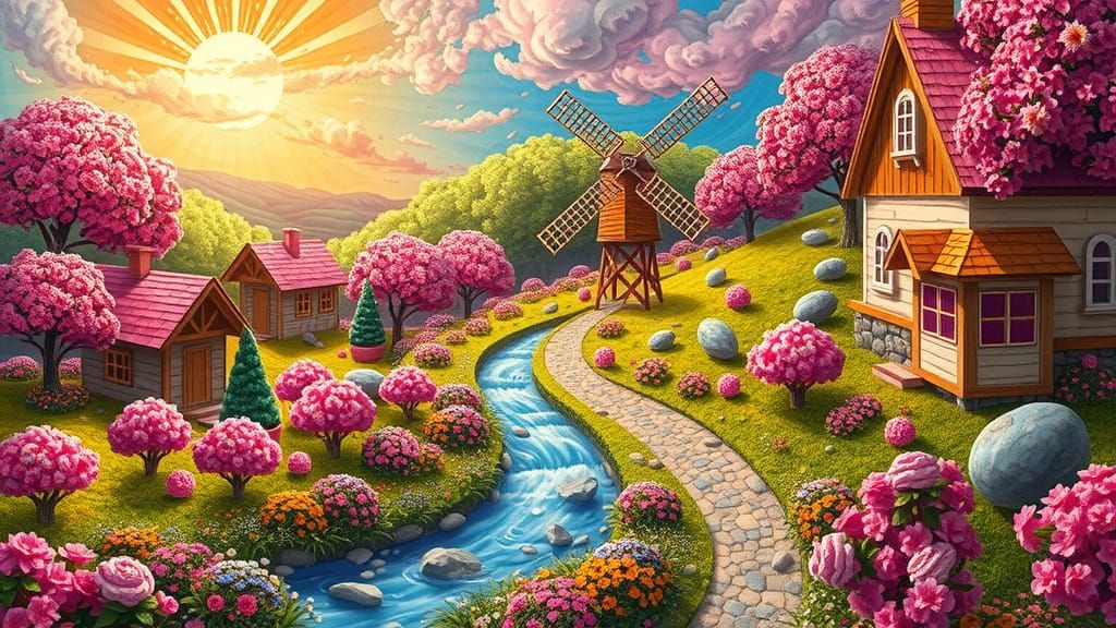 Marshmallowpunk Abstract Farmland Dreamscape