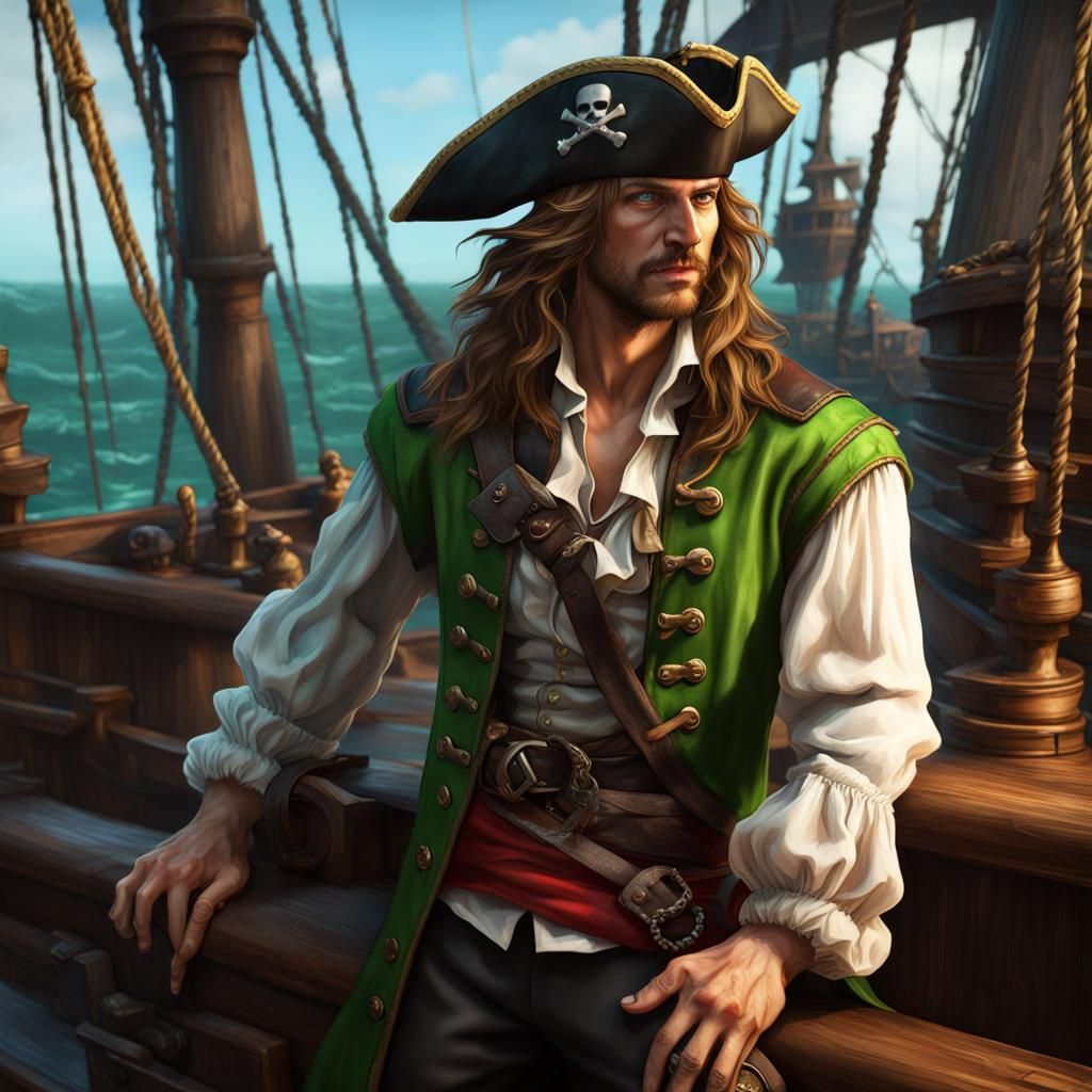 Handsome Young Pirate in Gothic Dark Fantasy Style