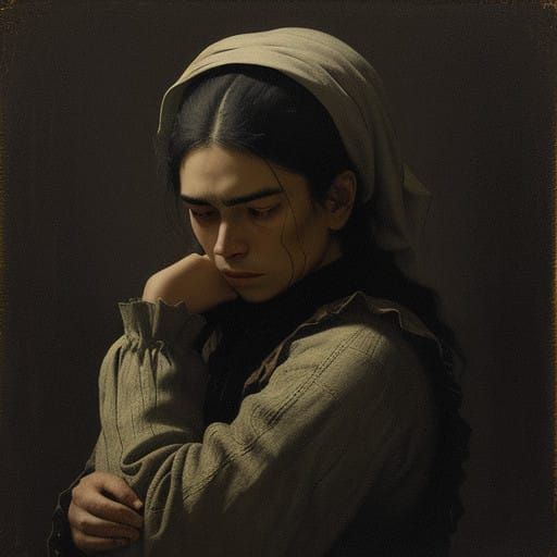 Ethereal Portrait of Vulnerability in Rich Muted Colors