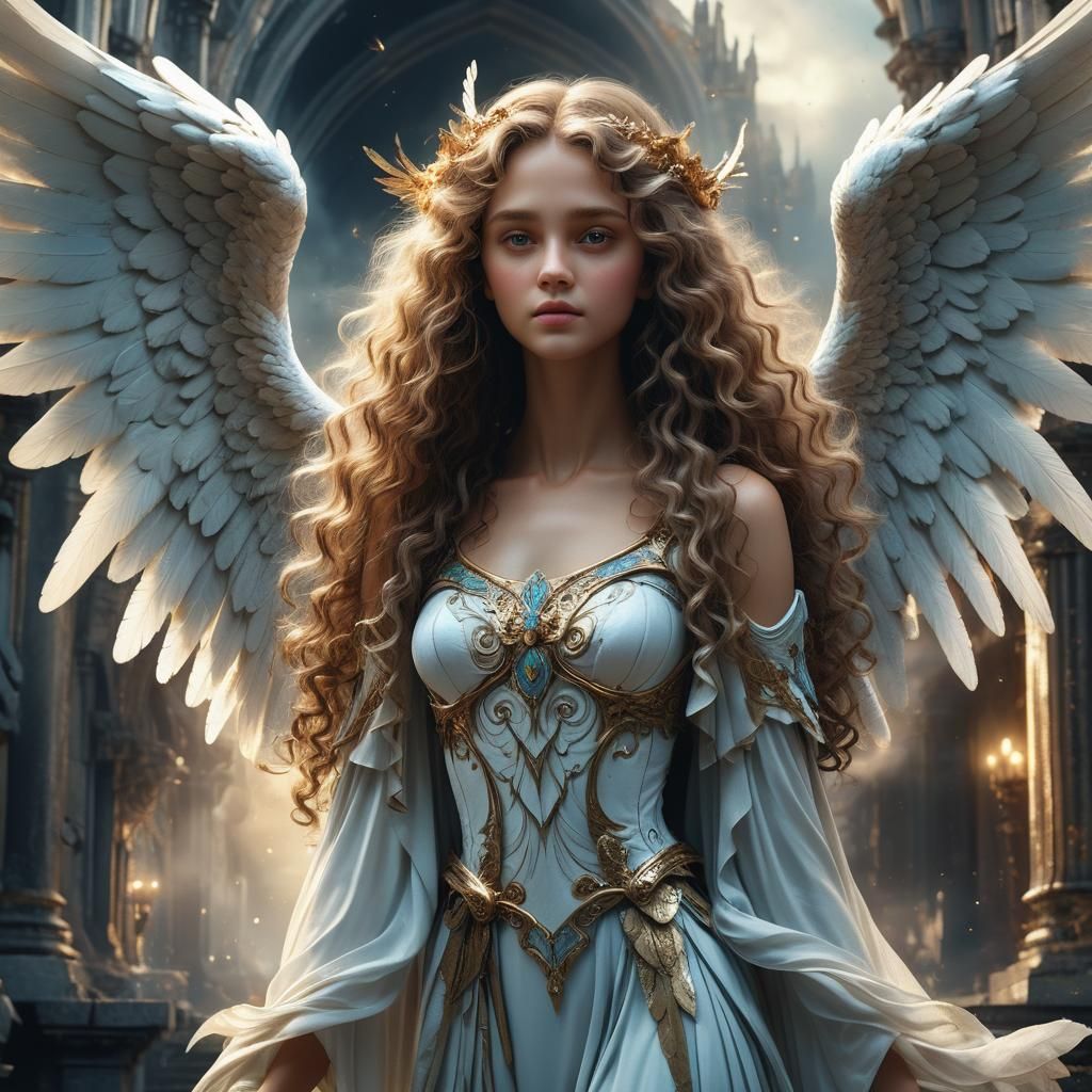 Majestic Angel with Wings: Digital Matte Painting