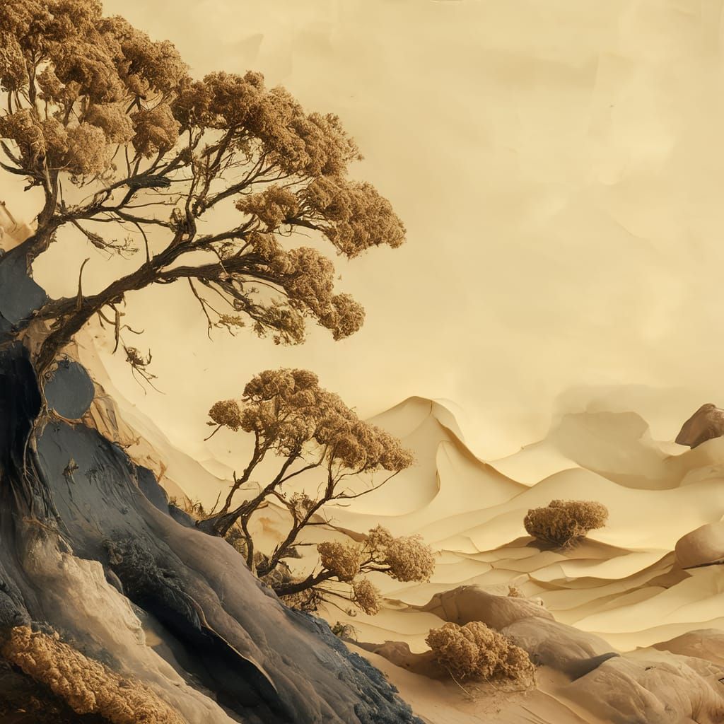 Abstract Encaustic Landscape Painting in Wax