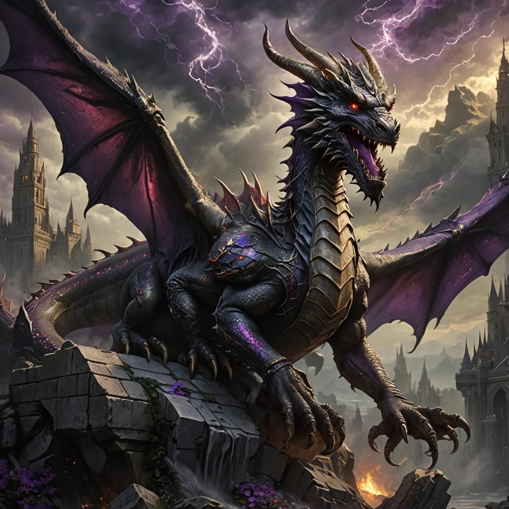 Dragon Portrait in Dark Fantasy Art Nouveau Style