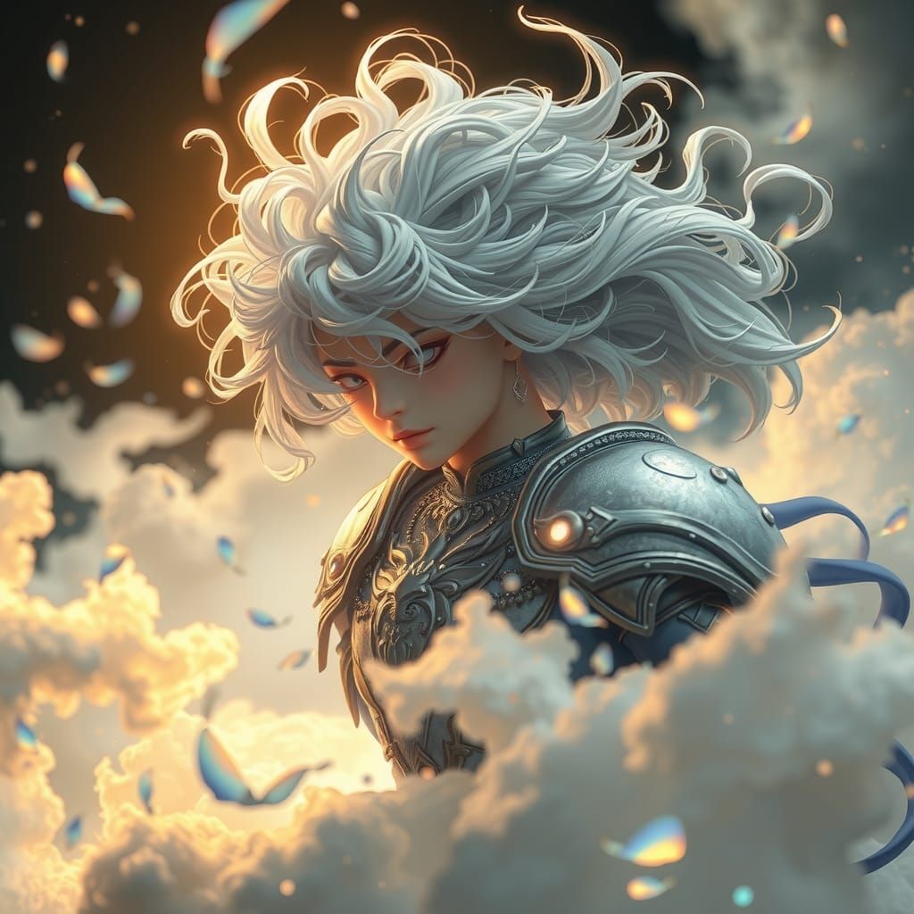 Ethereal Being in Crystalline Armor: Studio Ghibli Anime Art