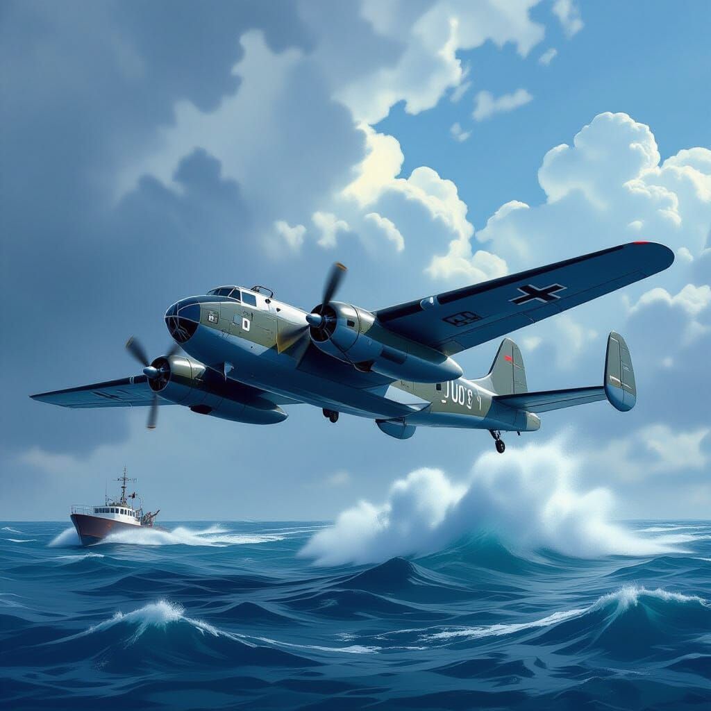 Stealth JU88 Seaplane Bomber in Stormy Skies